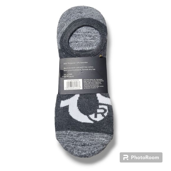 TRUE RELIGION 6 Pack No Show Sock Liners heather Grey Scale Black White … - Picture 4 of 11